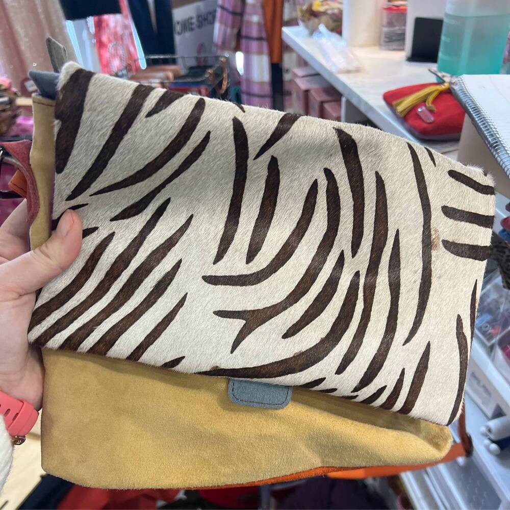 NEW SORUKA ingrid new zara suede flip flap bag in multi
